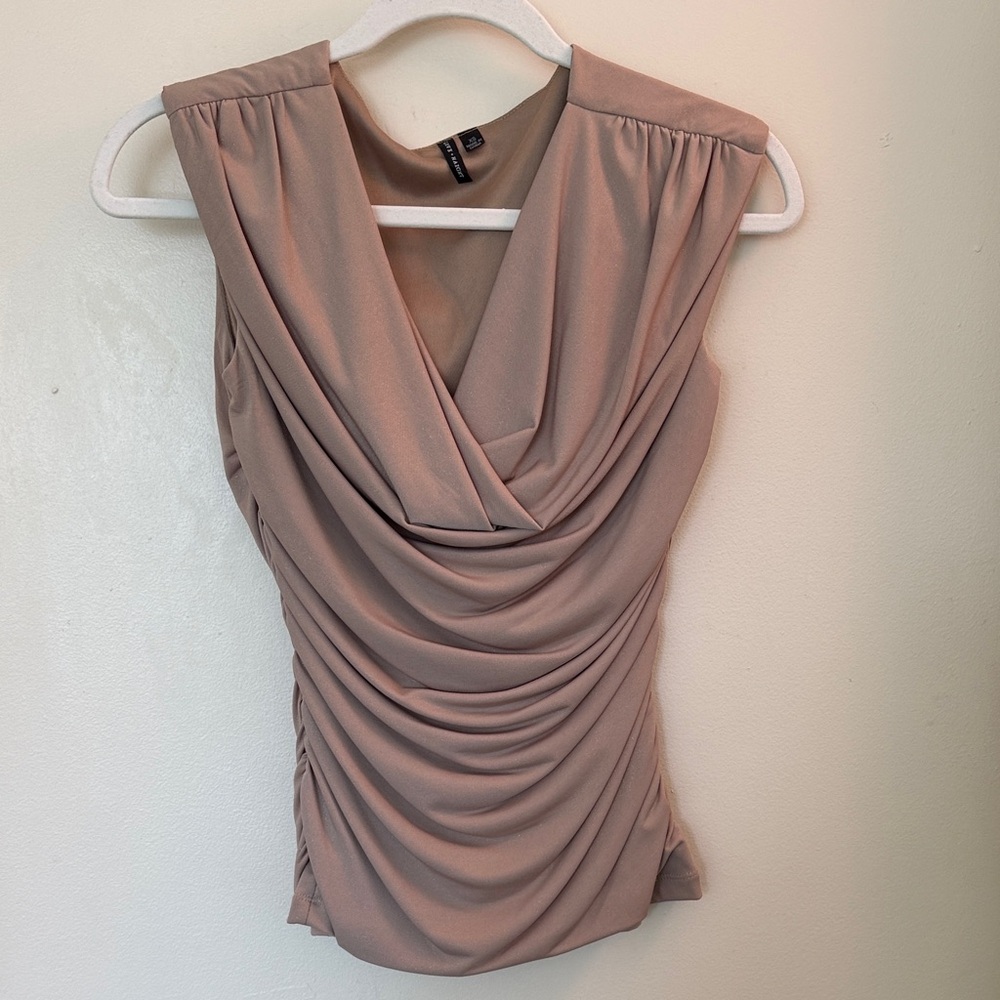 Love and Haight Sparkly Gold Cowl Neck Blouse